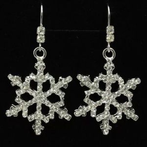 Crystal Silver Snowflake Drop Earrings